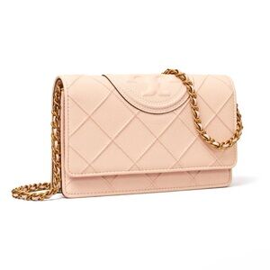 NWT Authentic Tory Burch Soft Polished Grain Fleming Chain Wallet